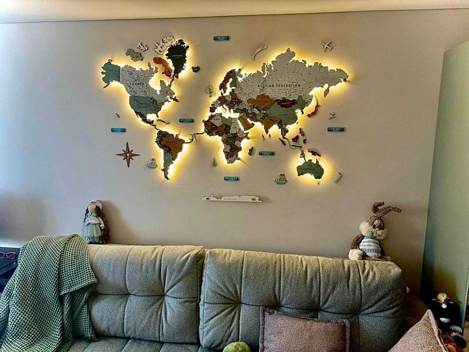 Карта мира Әлем картасы карта Казахстана подсведка установка