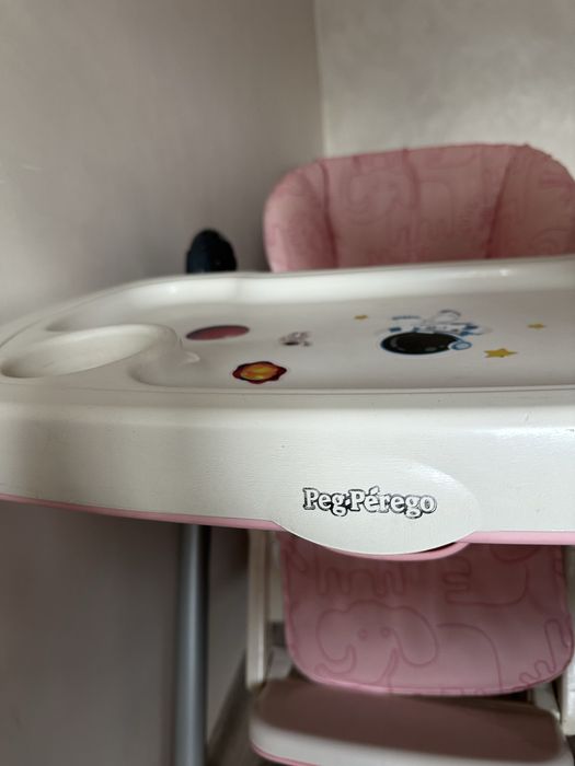 Scaun de masă copii Peg Perego Prima Pappa – Roz/Desene – Reglabil, pliabil