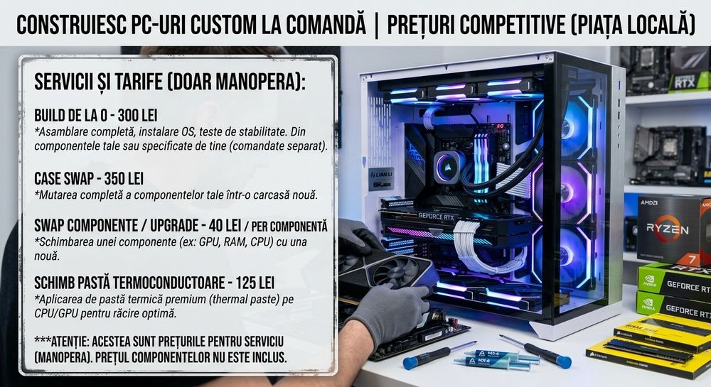 Servicii Asamblare PC-uri Custom/Mentenanță Calculatoare