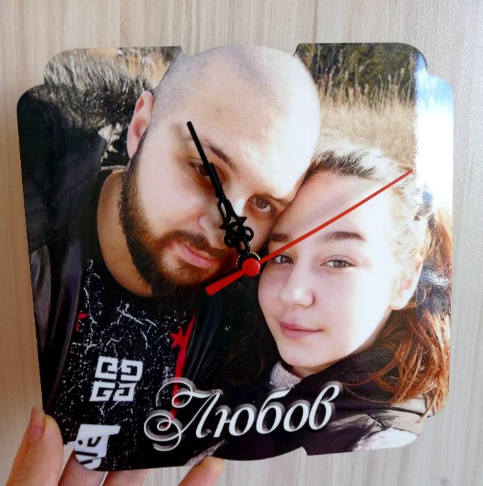Стенен часовник със снимка и надпис - подарък за Свети Валентин
