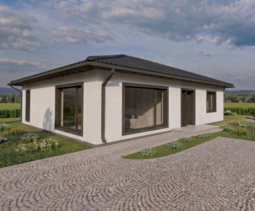 Vila Moderna pe Parter La cheie 125 mp Proiect Exclusiv