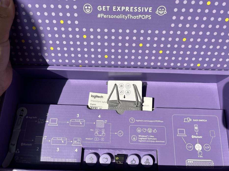 Клавиатура Logitech POP Keys - лилаво с жълто