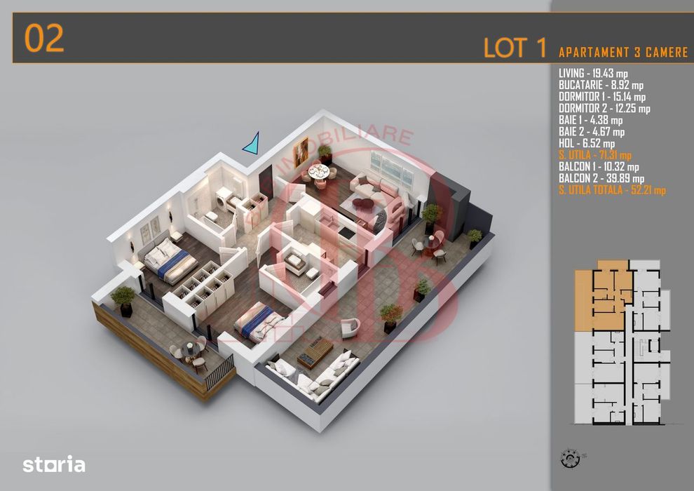 Apartament 3 camere Cu terasa Generoasa-Titan Th. Pallady
