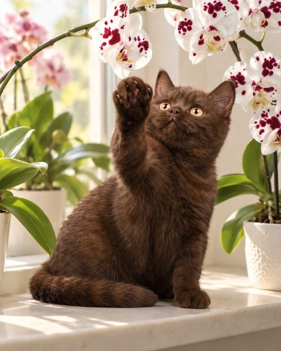 Chocolate (BRI b). Nu mai există una ca ea. 100% British. 100% Chocolate. 0% modestie. Pedigree. Felisa Lynx Rune Code.