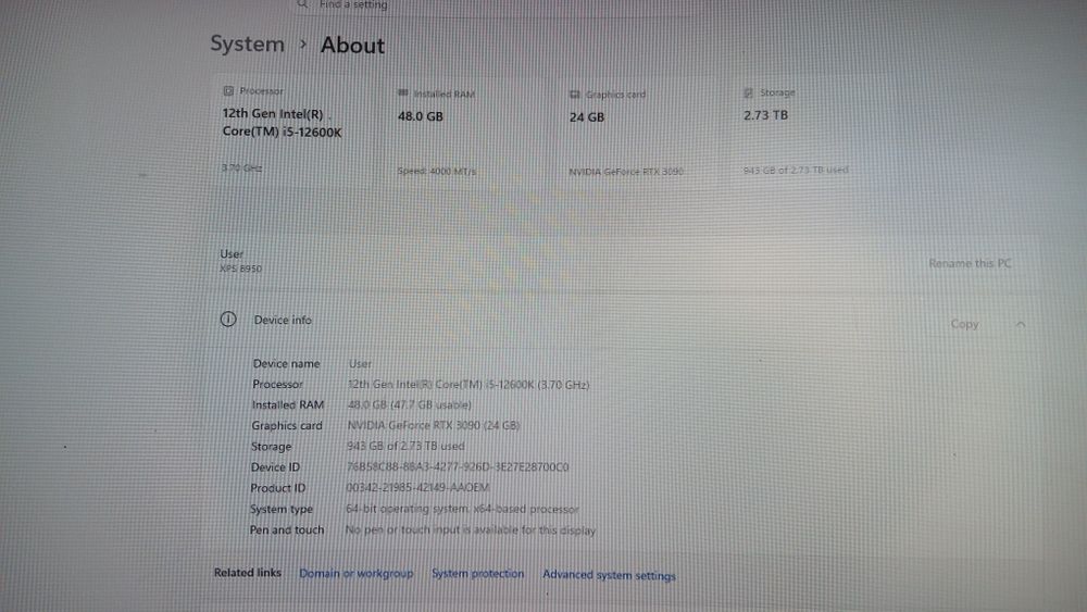 Dell RTX 3090 24GB videokarta, desktop 48 GB DDR5 ram
