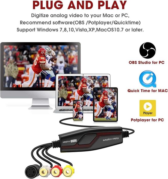 USB Video Capture – Прехвърляне на VHS/Hi8 към PC/Mac (RCA/S-Video)