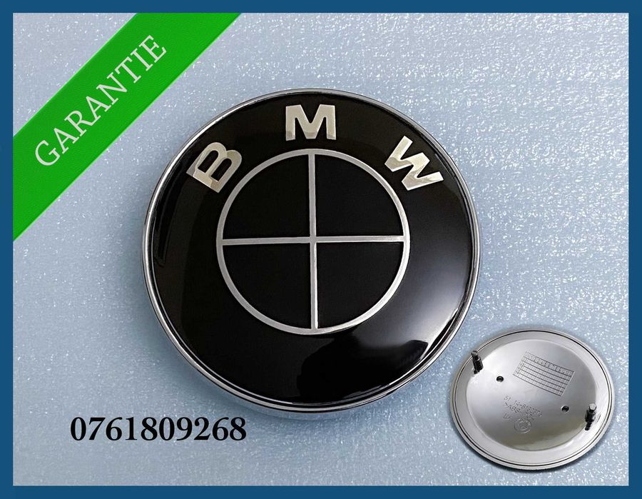 Emblema logo negru BMW pentru portbagaj 74mm