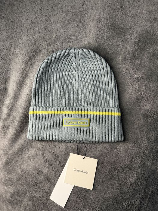 Calvin Klein Patch Rib beanie caciula unisex gri marime OS noua