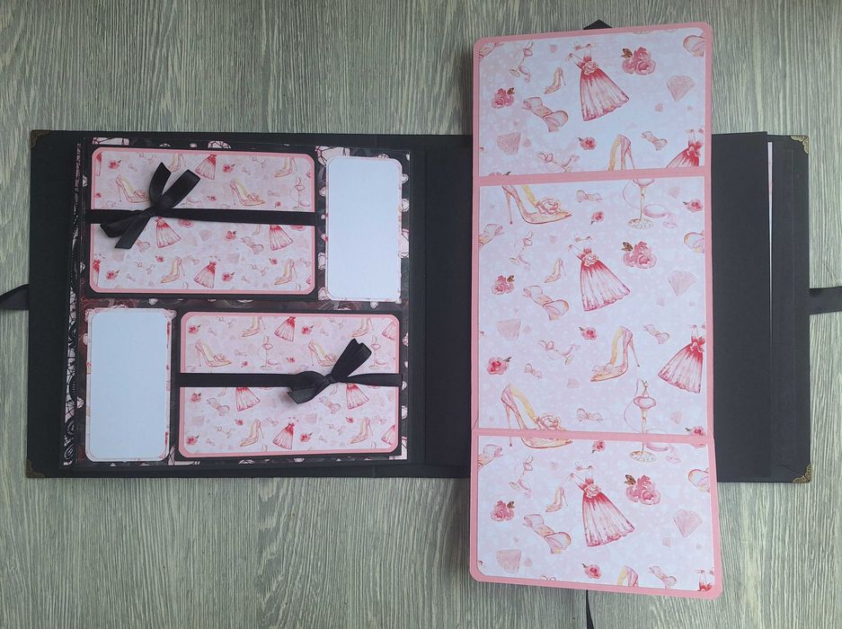 Скрапбук албум в черно и розово, ръчна изработка /23.18