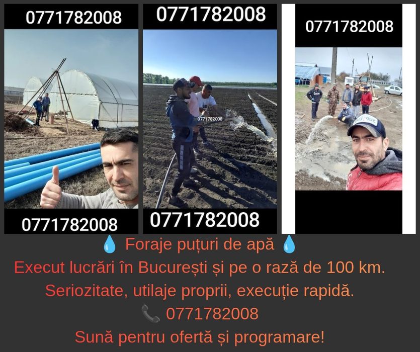FORAJE PUȚURI BUCUREȘTI & ILFOV Bragadiru , Fundulea, voluntari .