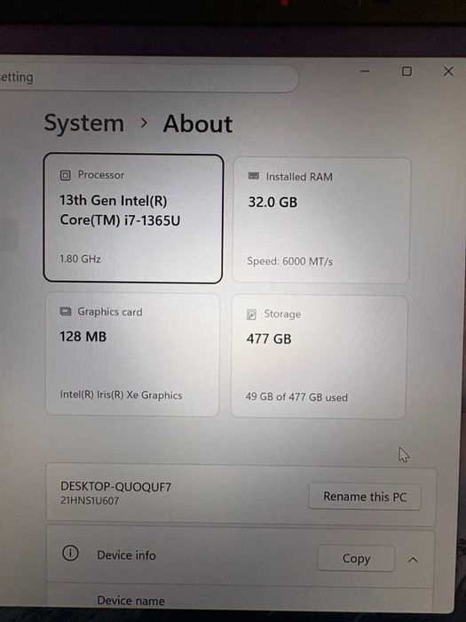 Lenovo ThinkPad X1 Carbon 11th Gen. 14"FHD+ IPS, cpu i7 1365U, Ram 32 Gb, 512 Gb SSD NVMe, 5G модул! в ГАРАНЦИЯ от производителя до Юли 2027г!