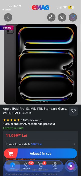 Ipad pro 13 inch M5, 1tb ssd, fara urme de utilizare, activat de cateva zile