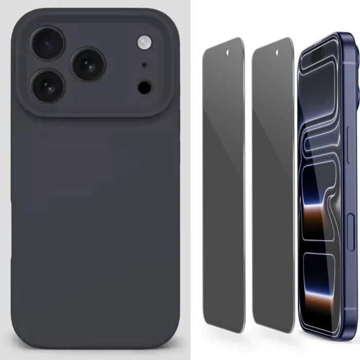 Husa Silicon ( diverse culori ) si Folie Sticla Privacy iPhone 12 Pro