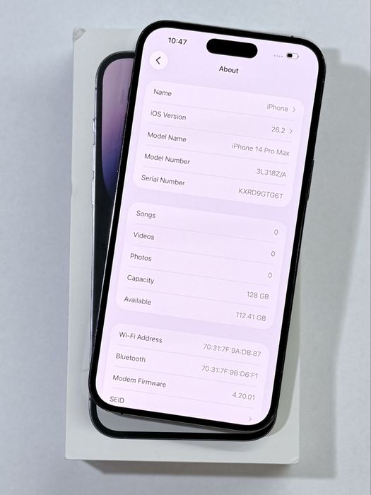 iPhone 14 Pro Max Purple 92% battery