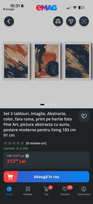 Set tablouri print pictura abstracta 50x40 cm