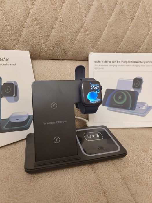 Беспроводная зарядка 3 в 1, высокое качество! Зарядит 3 вещи одновреме