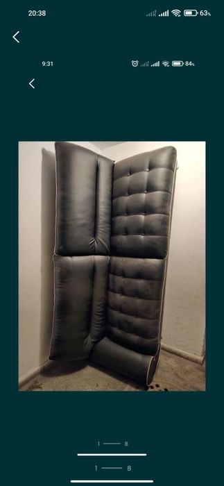 Canapea coltar Soprano piele neagra ecologica