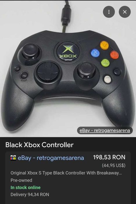 Controller S Gamepad Maneta pt consola Xbox X-box Clasic Classic original, cu cablu adaptor breakaway inclus, model rar, nu mai este altul pe Olx!