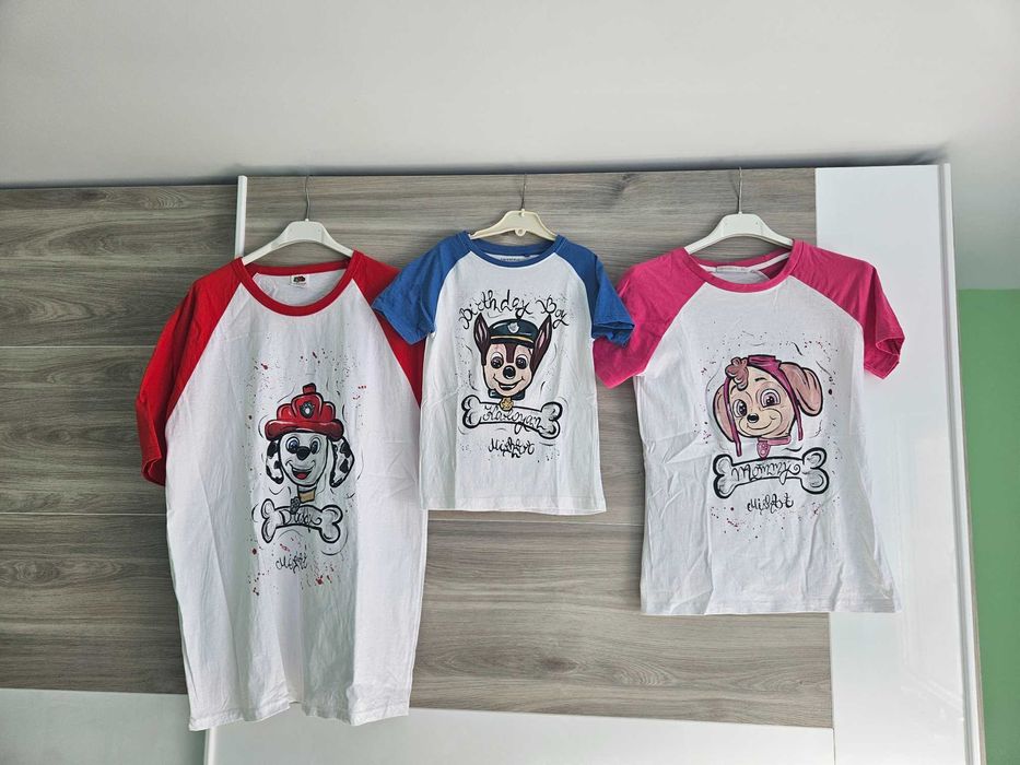 Лот / комплект ръчно рисувани тениски за цялото семейство Пес Патрул
