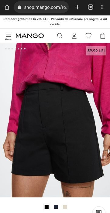 Pantaloni scurți din bumbac cu buzunare Mango