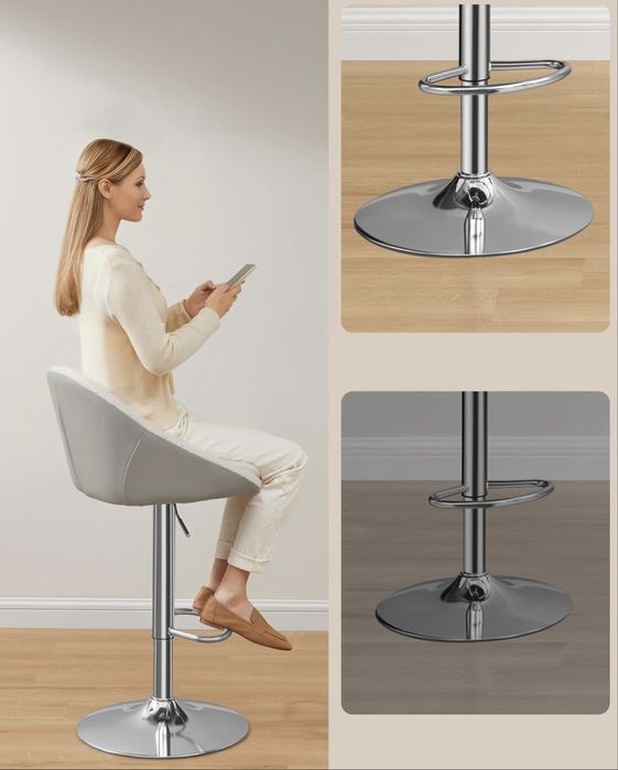 Комплект от 2 бар стола, регулируем по височина, въртящ се на 360°