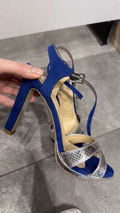 Сандали 37 номер синьо и сребърно