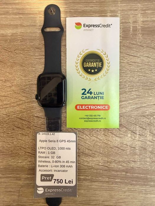 (AG42) Ceas Apple Seria 8 GPS 45mm *2 ANI GARANTIE* (B14519)