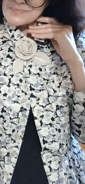 Цветок на ленте,из натурального льна