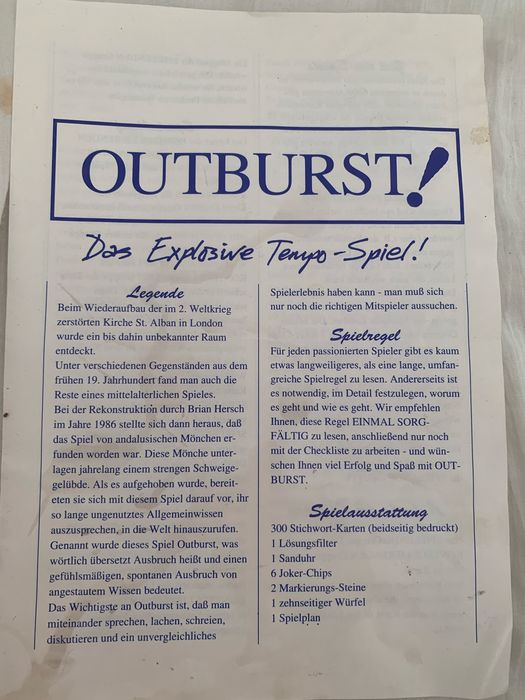 Joc germen joc de societate Outburst