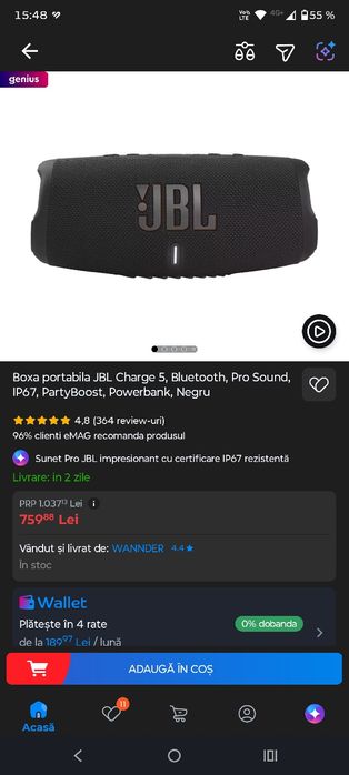 JBL charge 5 plus cablu original. ( Preț fix) !!!
