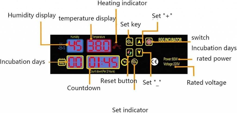 Напълно автоматичен инкубатор за 48 яйца 80W YZ8-48