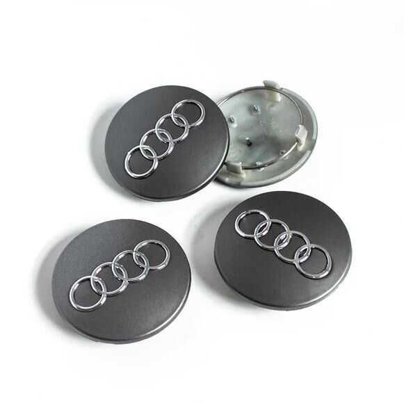Set 4 Embleme Capace Jante Audi 60mm / 68mm Capacele Roti Negru / Gri