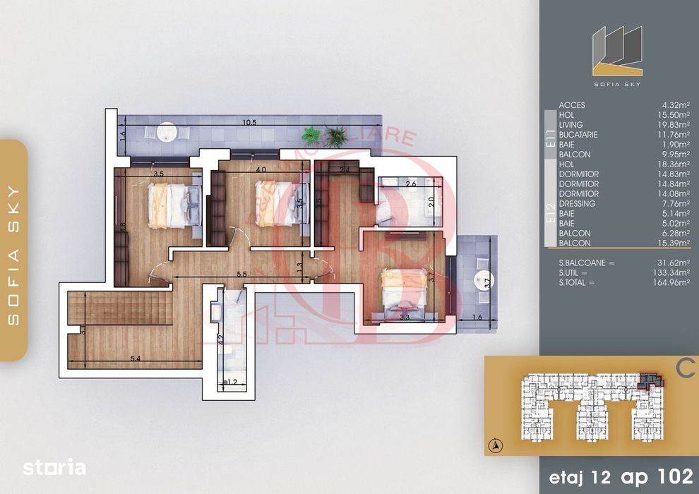 Finalizat-Mutare Rapida la 7min Metrou Duplex 4 camere cu 3 bai