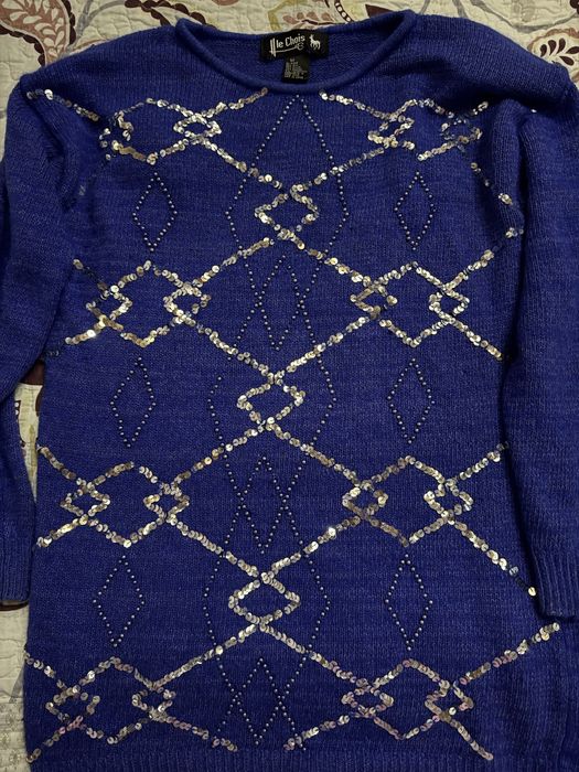 Bluza dama albastra cu paiete, marimea M