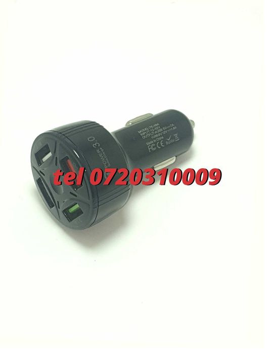 Incarcator Universal Masina Auto 4 Porturi Bricheta Usb Qc Fastcharge