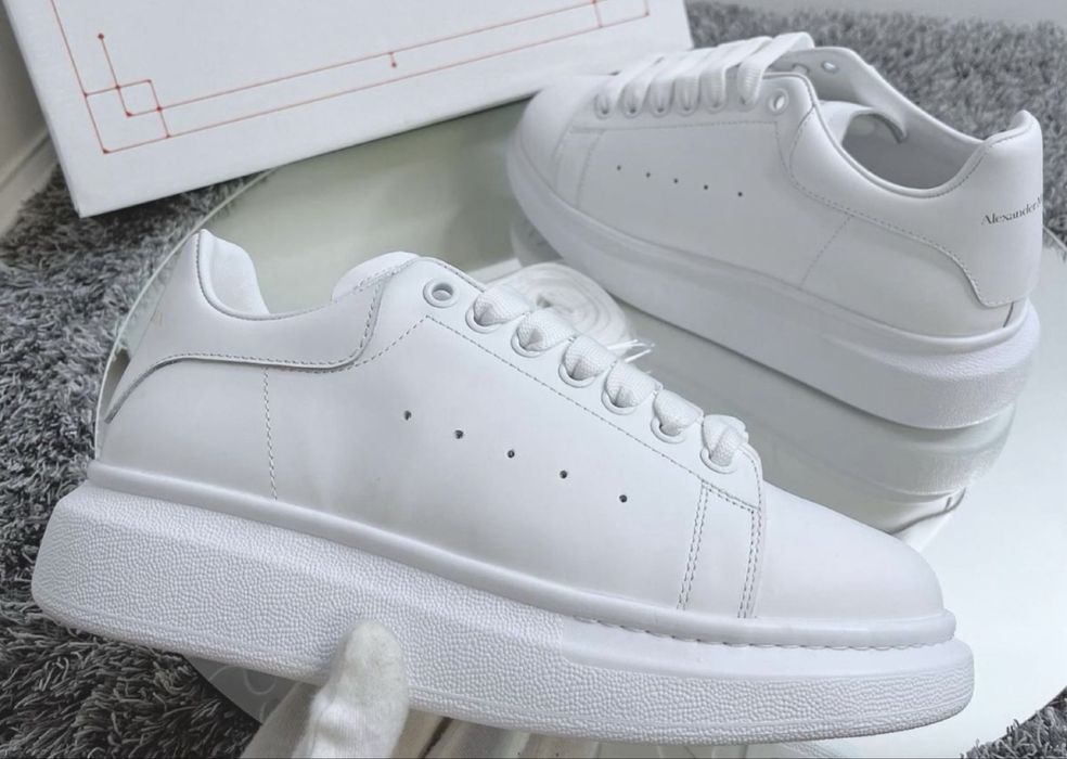 Adidasi Alexander Mcqueen full albi piele naturala