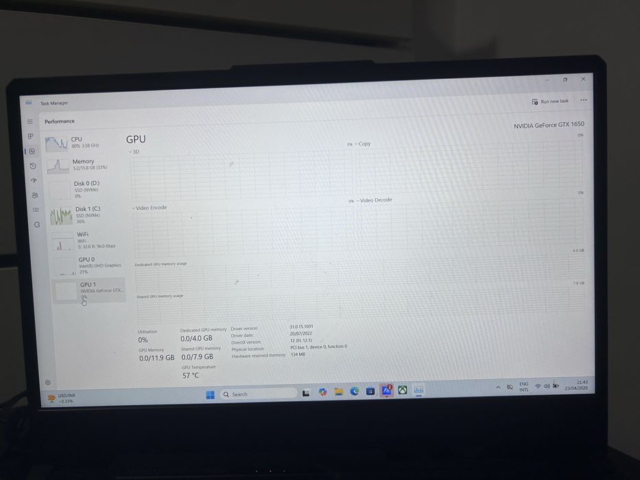 Laptop Gaming ASUS TUF F15 (FX506) i7 / 16GB / GTX 1650 / SSD