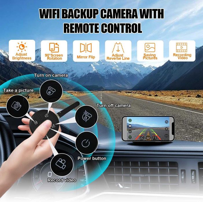 Ecoyoca Соларна безжична камера за заден ход, 1080P, дистанционно