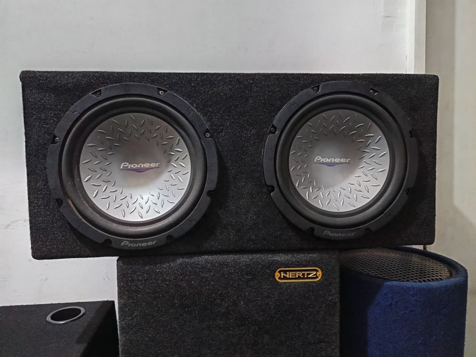 Subwoofer Pioneer 2x12 inch audio rms doua difuzoare bass masina dublu mdf