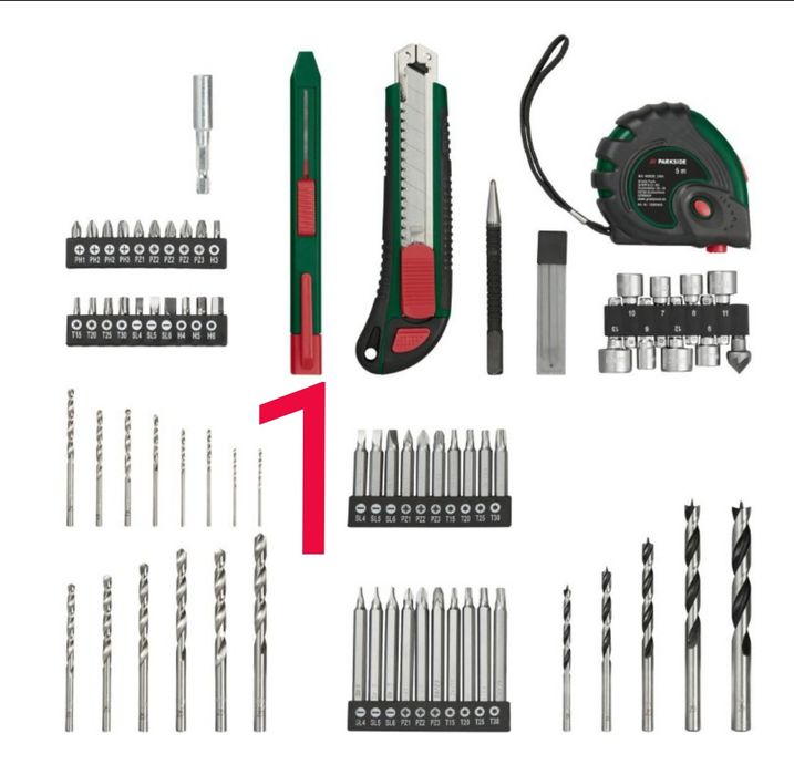 Parkside set filetanta bormasina 45Nm cu bateri 20V 2A incarcator 2,4A