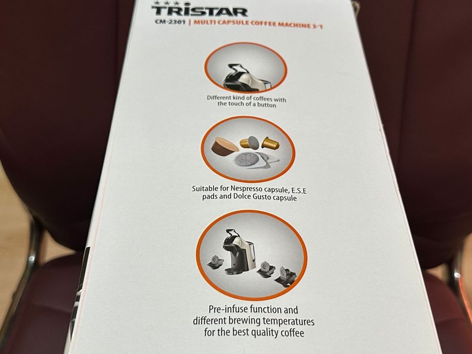 Чисто нова мултифункционална кафемашина Tristar 3 в 1/ 19-БАРА
1400W