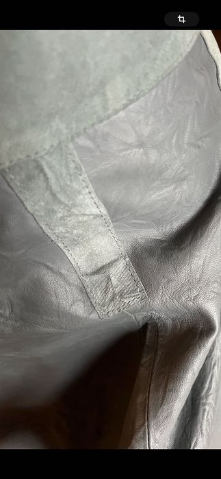 Fusta piele naturala asimetrica gri verzui Xs