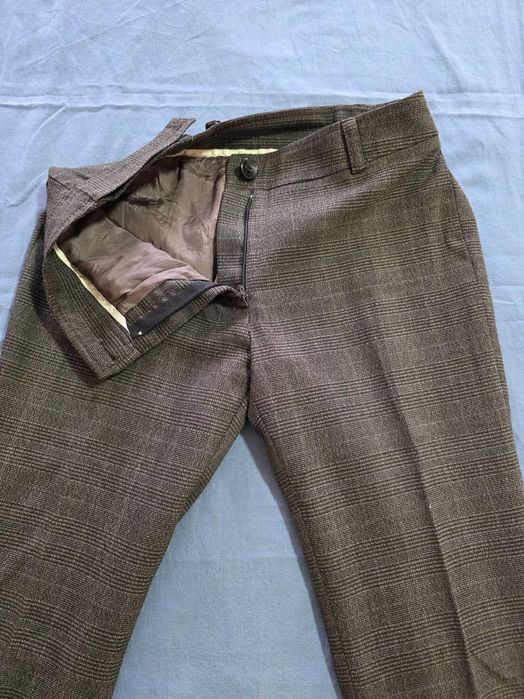 Pantaloni Eleganti Office în Carouri – Maro / Gri