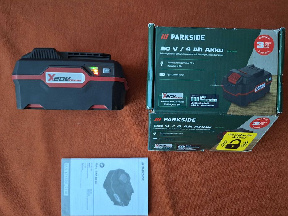 Acumulator inteligent 20 V, capacitate 4 A, Parkside