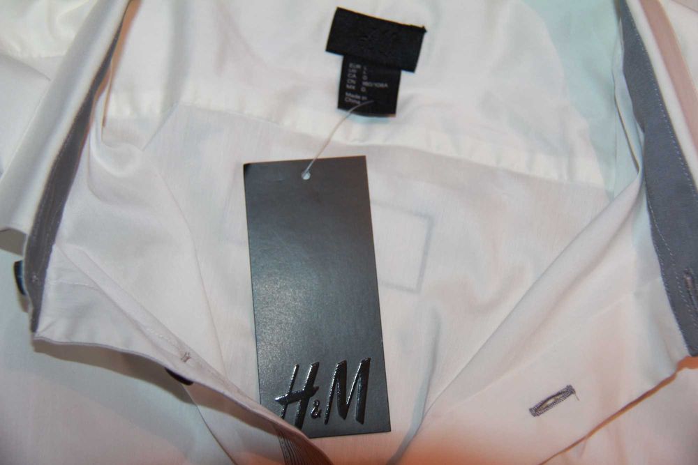 Camasa H&M, alba, slim fit, masura L, noua cu eticheta
