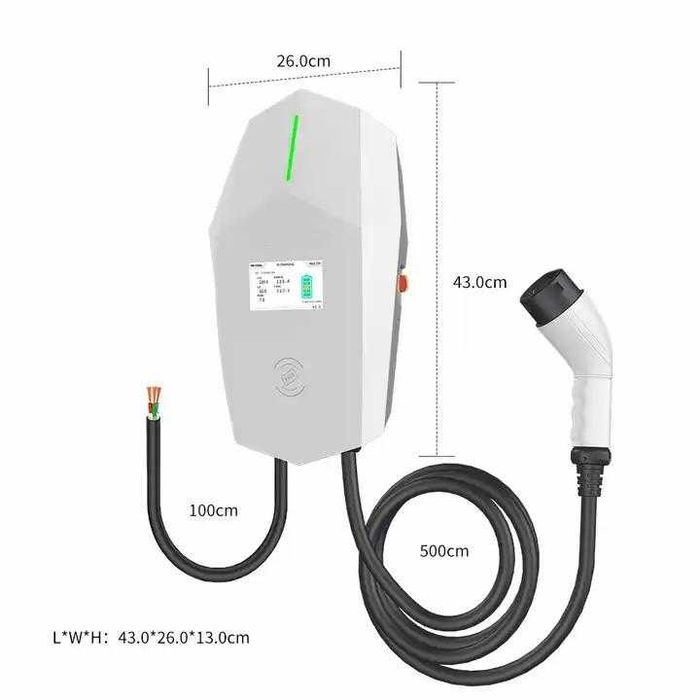 Зарядна Станция за Електромобил с WiFi, 22 kW, Тип 2, за Стенен Монтаж