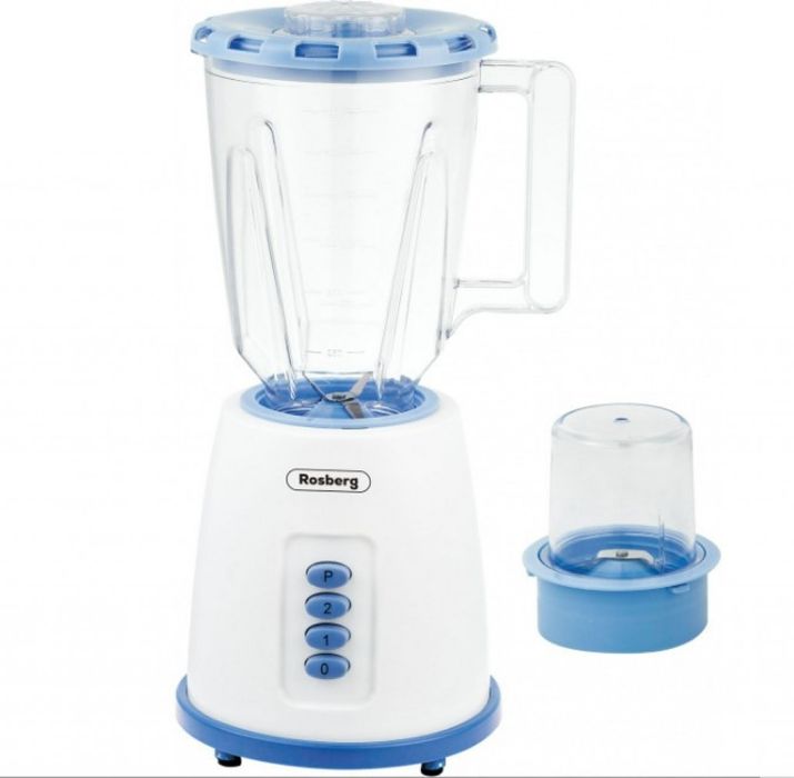 Блендер с мелничка Rosberg, 500W, 1.5л., 2скорости + Pulse, Бял, 2 ГОД