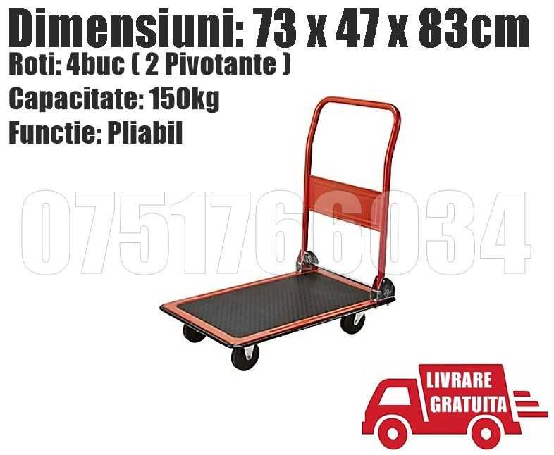 Platforma Carucior Pliabil Transport Marfa 150kg RO + LIVRARE GRATUITA