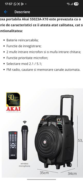 Boxa portabila Akai SS023A-X10