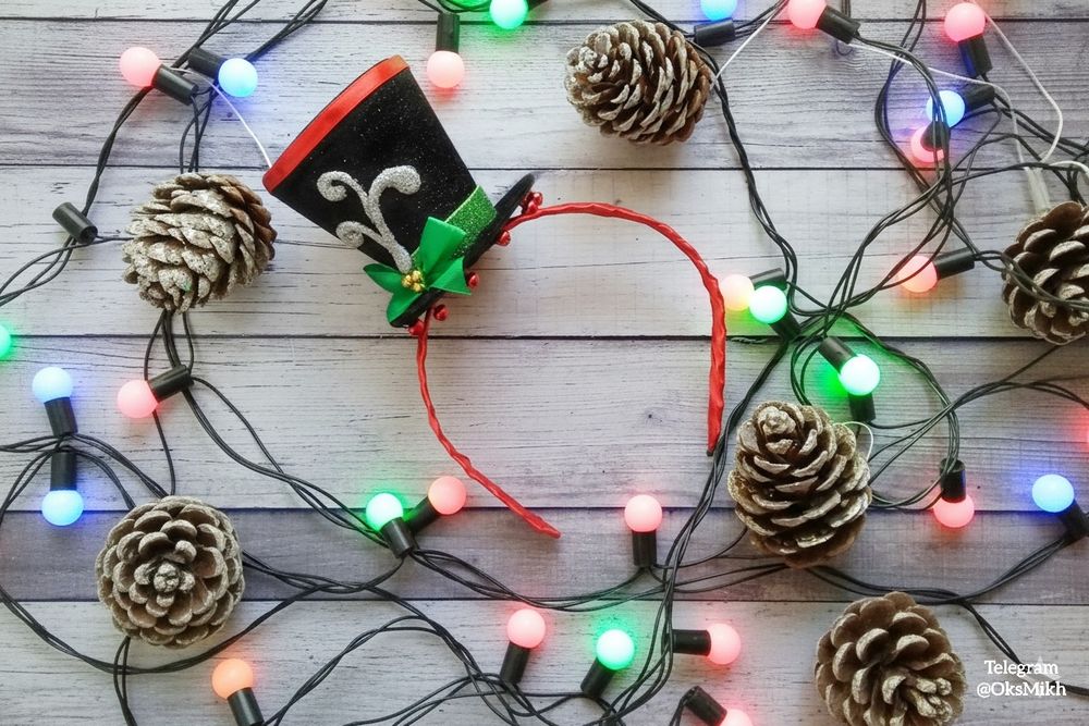 Ободок Олень Санты с бубенцами. Новый год 2026